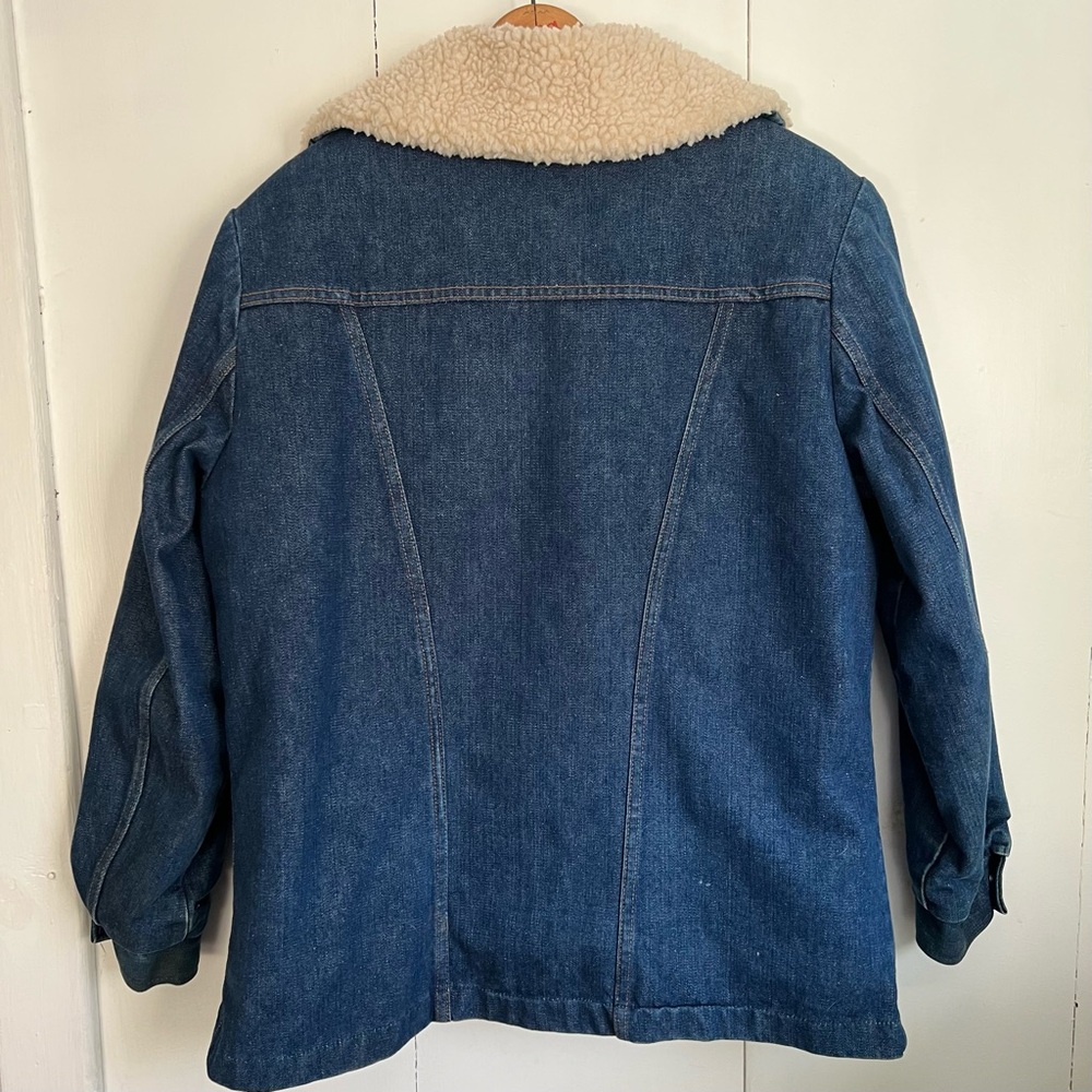 Vtg Maverick Ranch Coat Blue Denim Sherpa Lined Snap Western Jacket Large - USA - Picture 5 of 8